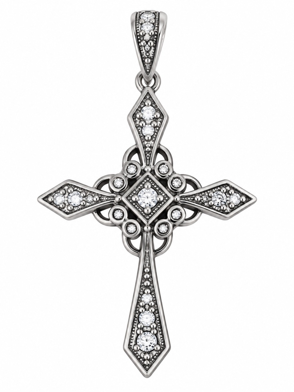 Silver Cross Pendant Copper Cubic Zirconia Charm Small Necklace Pendant